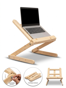 Handmade solid wood foldable laptop stand