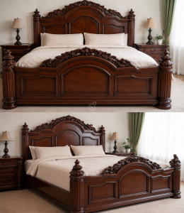 Bed set with side table and mattress
